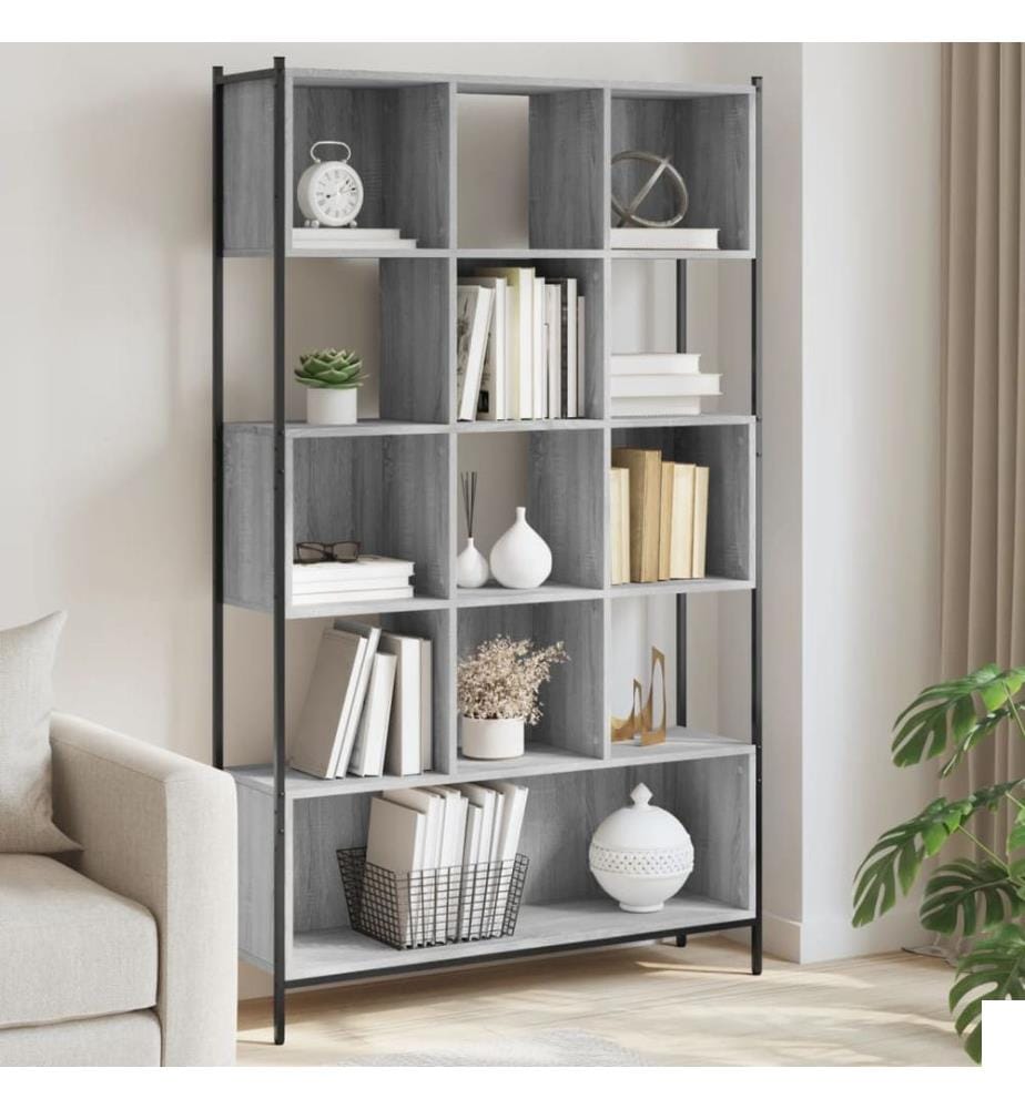 Bibliothèque sonoma gris 102x28x172 cm bois d'ingénierie