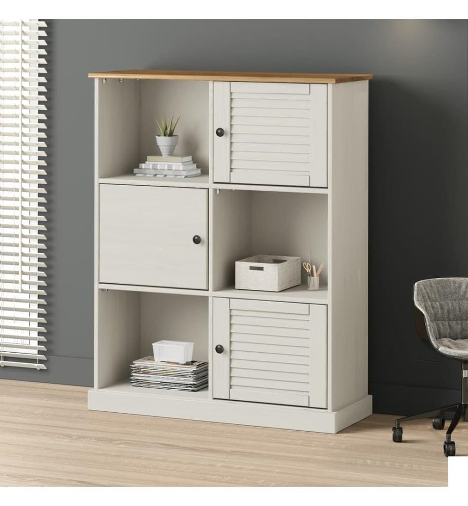 Bibliothèque VIGO blanc 90x35x114,5 cm bois massif de pin