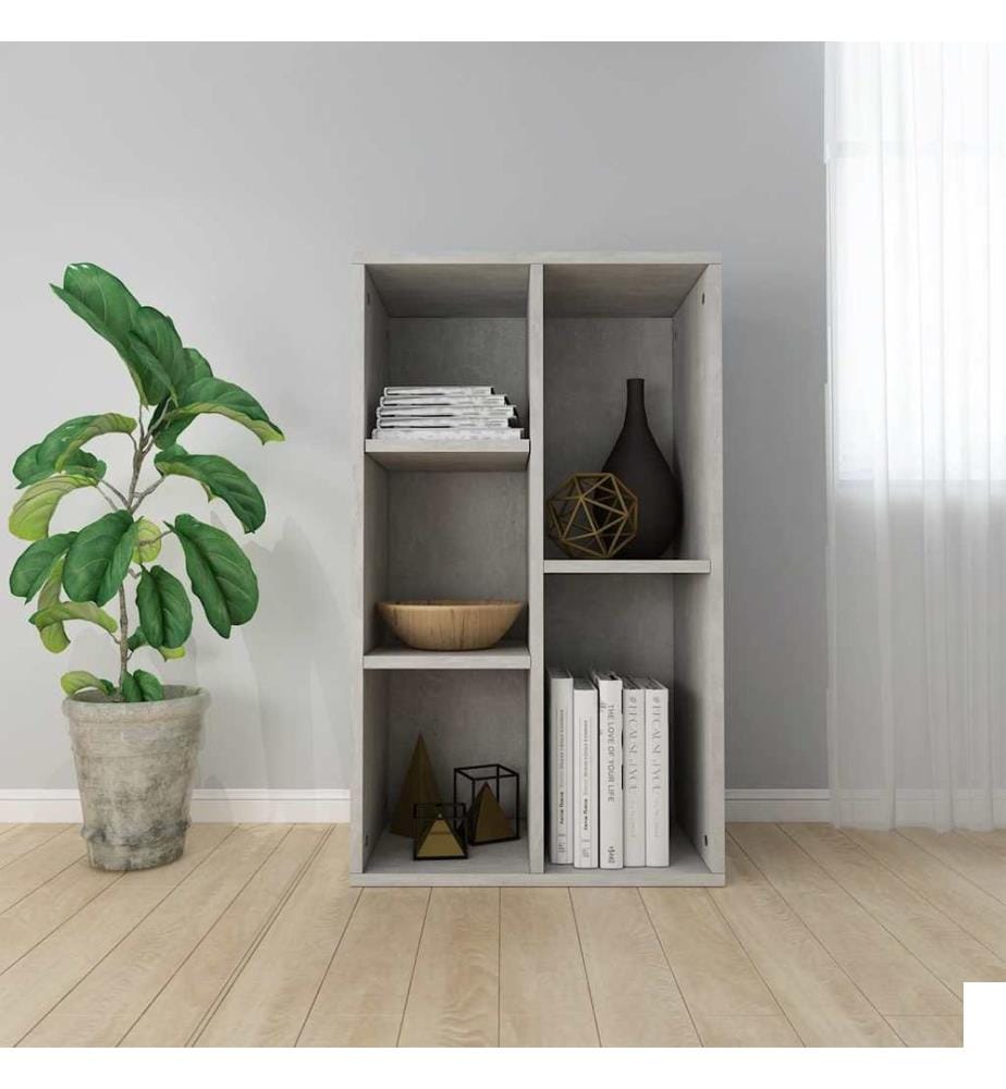 Bibliothèque/Buffet Gris béton 50x25x80 cm Bois dingénierie