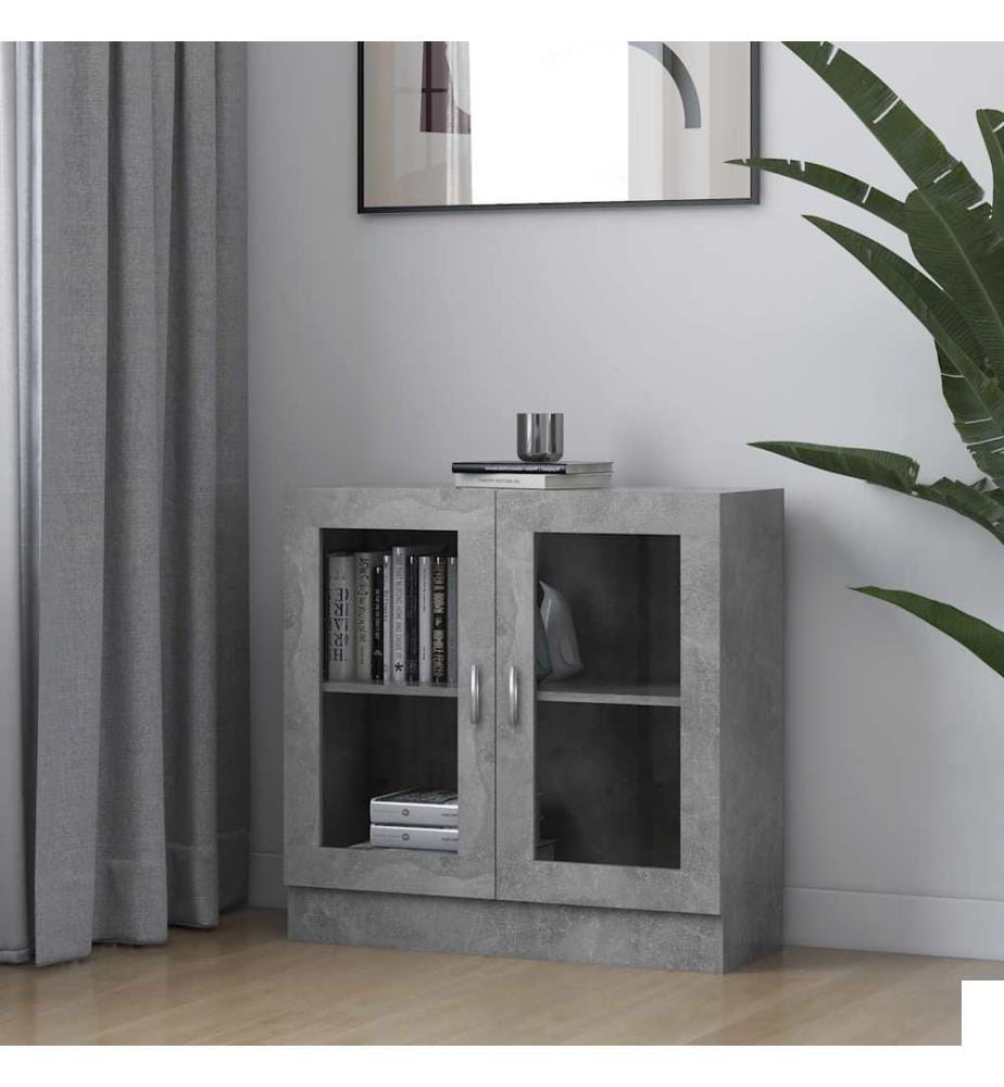 Armoire à vitrine Gris béton 82,5x30,5x80 cm Bois d'ingénierie