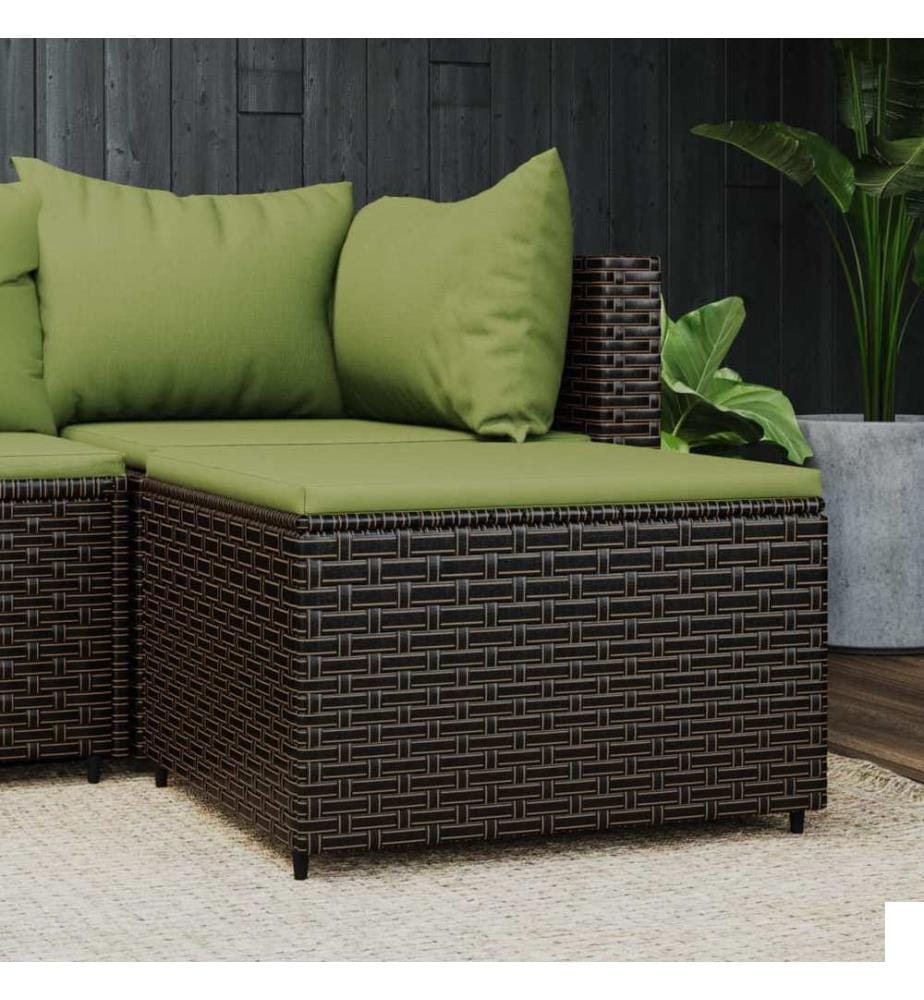 Repose-pied de jardin avec coussin marron résine tressée