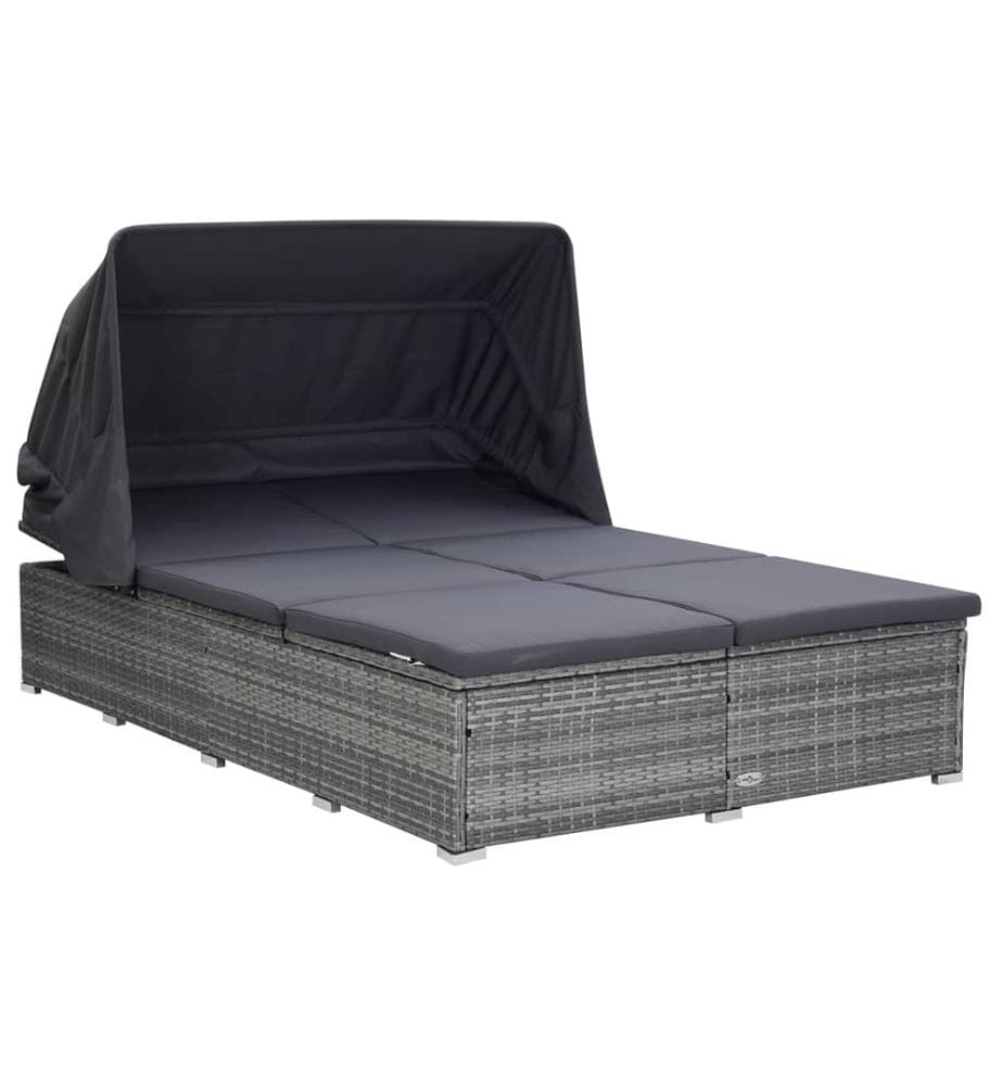 Transat à 2 places avec coussin Résine tressée Gris