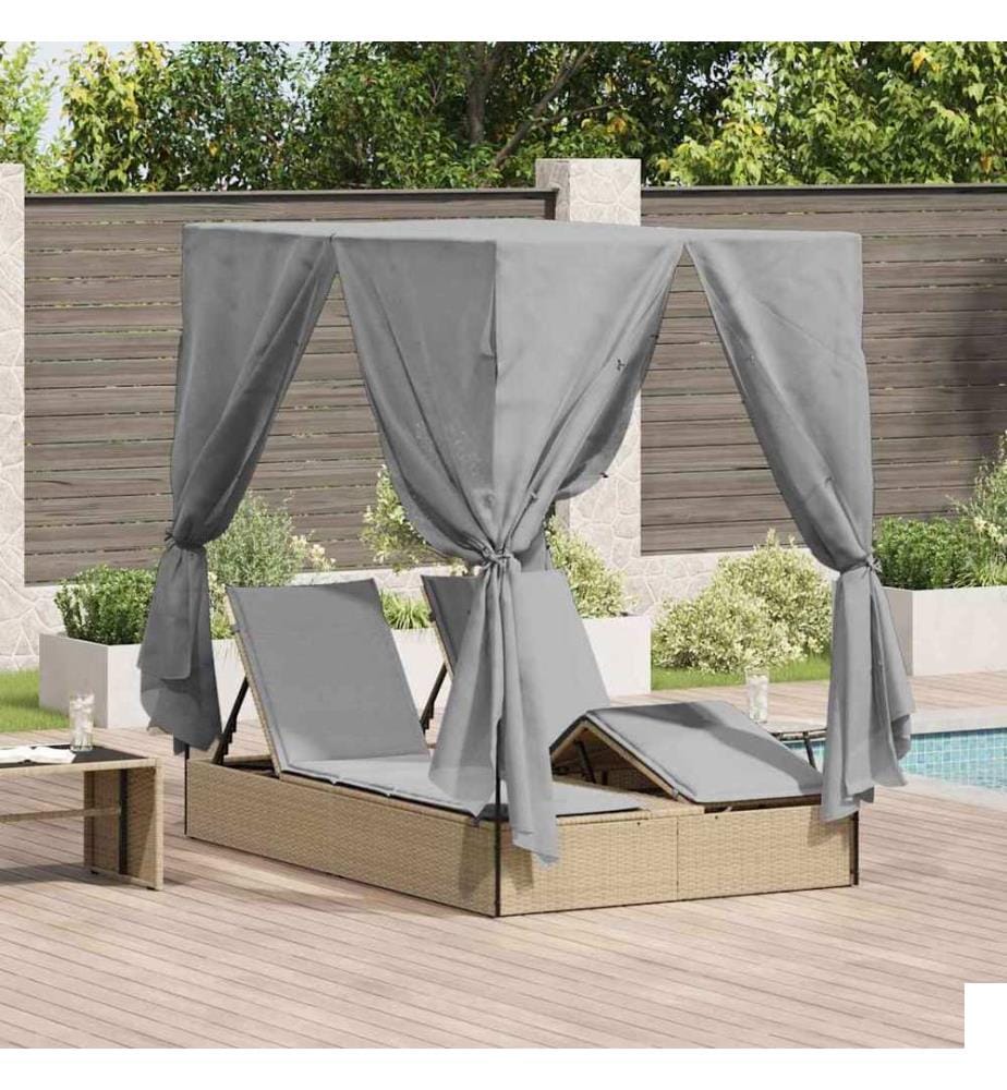 Transat double Réglable Gris 205 x 129 x 200 cm polyrotin