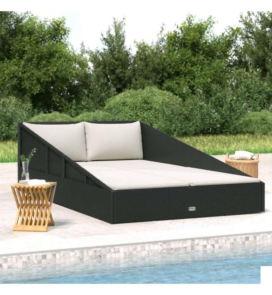 Lit de jardin noir 110x200 cm résine tressée