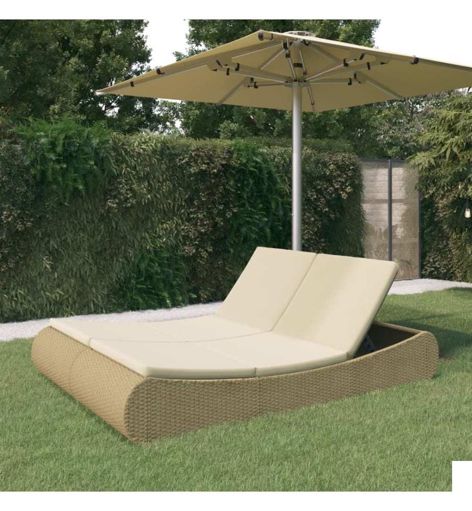 Chaise longue d'extérieur Résine tressée Beige