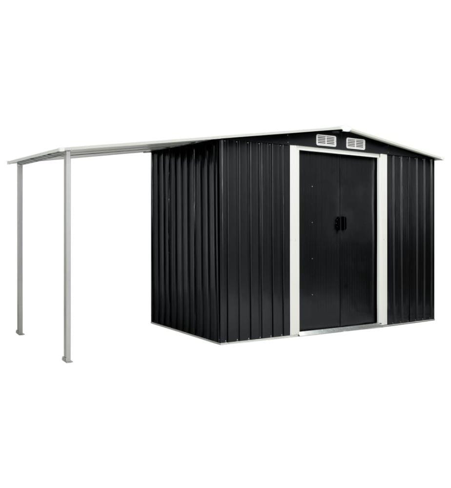 Abri de jardin avec portes Anthracite 386x131x178 cm Acier