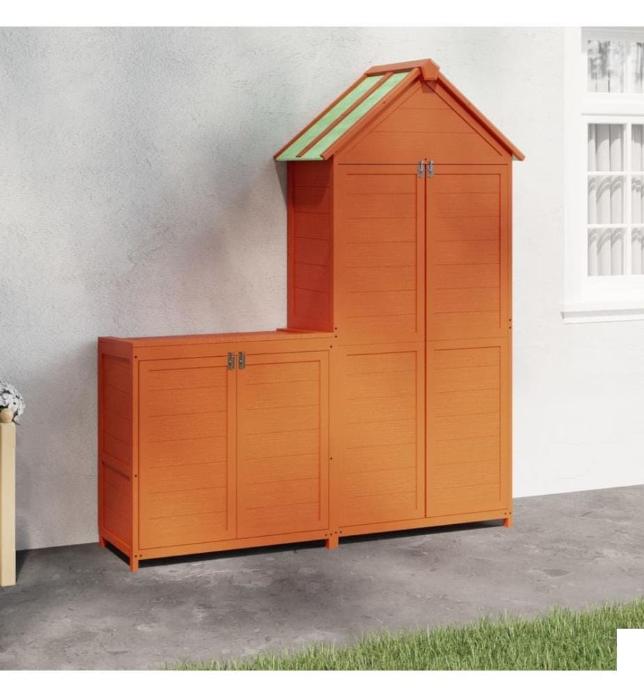 Ensemble de remise à outils de jardin 2 pcs marron pin massif