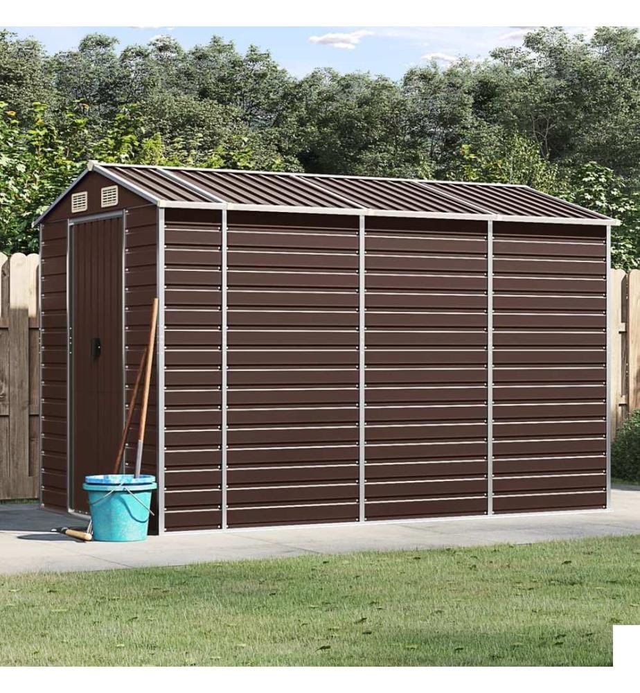 Abri de jardin marron 191 x 300 x 198 cm en acier galvanisé