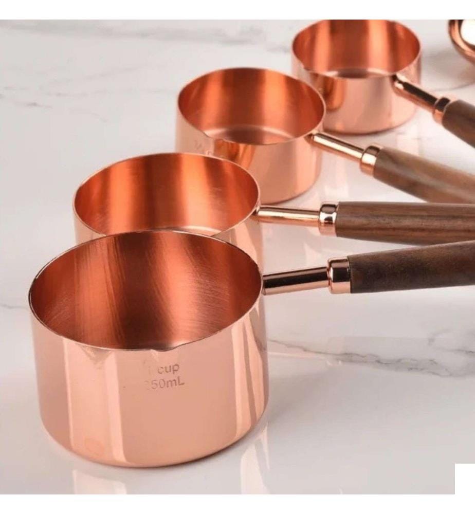 Set de cuillères doseuses, 4 pièces, cuivre, 100 % ACIER