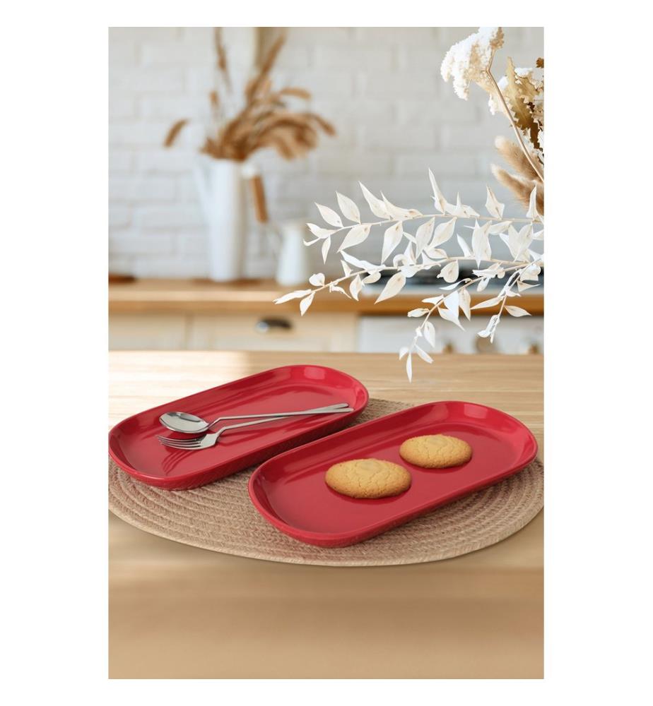 Ensemble de plateaux, 2 pièces, rouge, 100 % CÉRAMIQUE