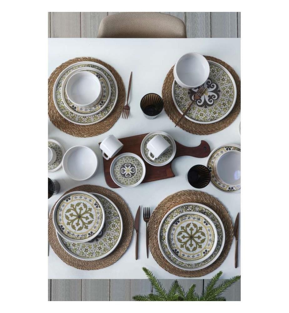 Service de table, 20 pièces, multicolore, 100 % GRÈS CÉRAMIQUE