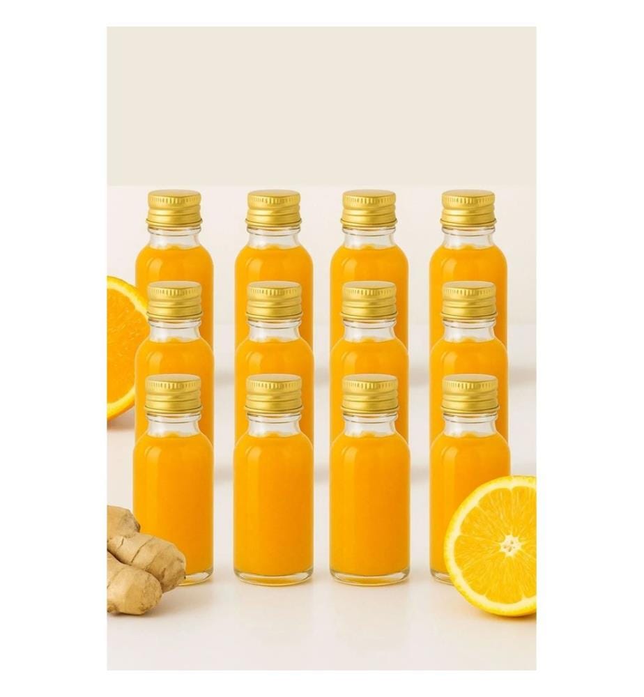 Ensemble de bouteilles en verre, 12 pièces, transparent, doré, 100 % VERRE