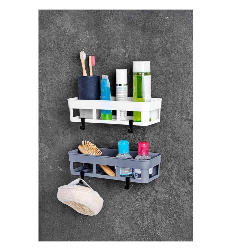 Ensemble de rangement pour salle de bain, 2 pièces, anthracite, 100 % PLASTIQUE