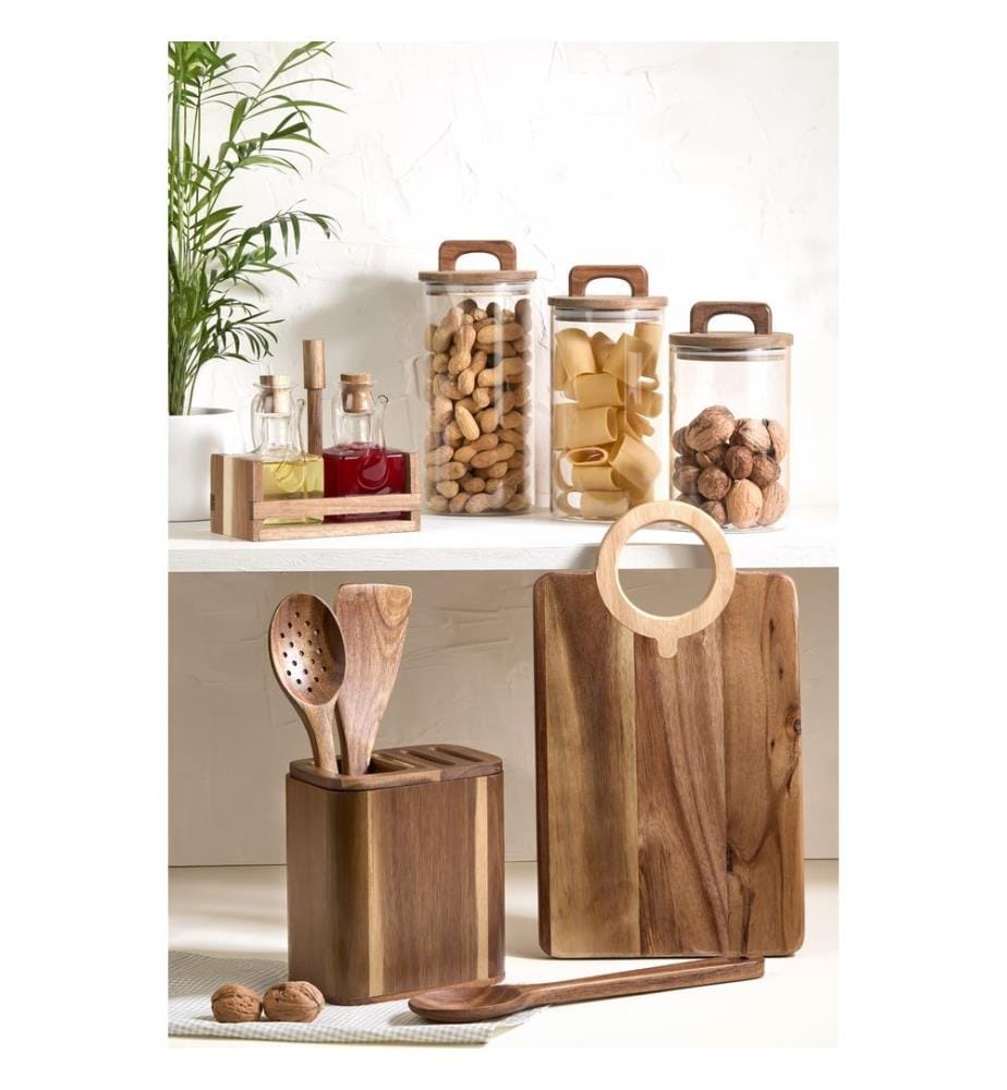 Ensemble de cuisine, 11 pièces, en bois, 100 % ACACIA