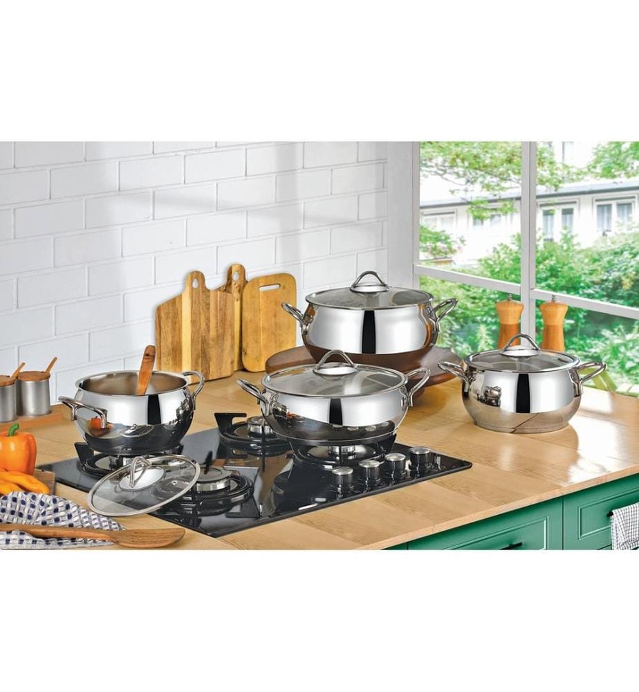 Ensemble de casseroles, 8 pièces, argent, 100 % ACIER INOXYDABLE