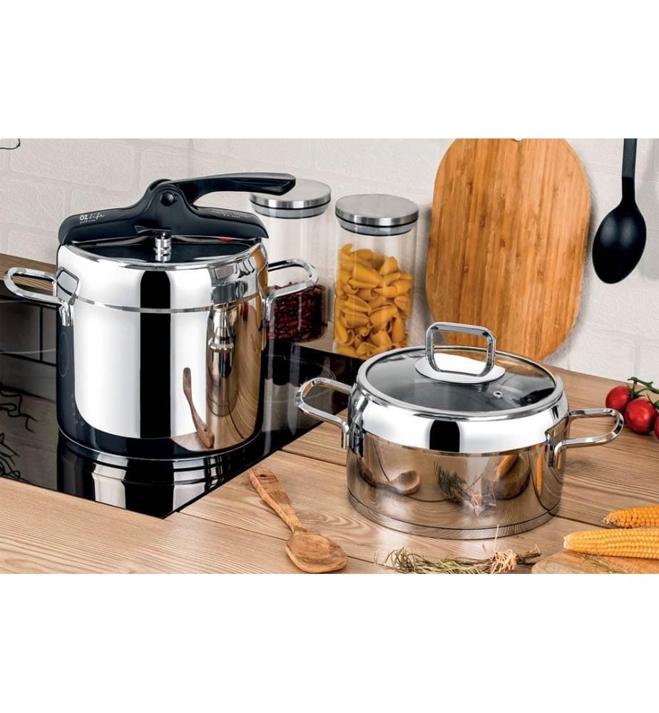 Batterie de cuisine, 4 pièces, argent, 100 % ACIER INOXYDABLE
