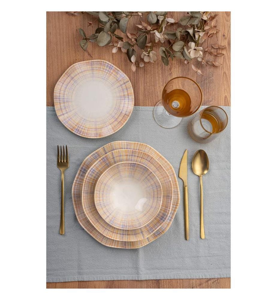 Service de table, 24 pièces, multicolore, 100 % PORCELAINE