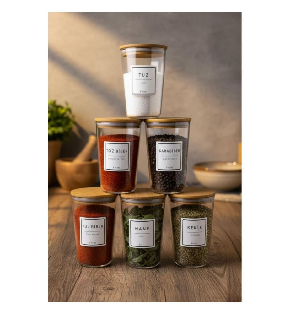 Ensemble de pots à épices, 12 pièces, transparent, 100 % VERRE