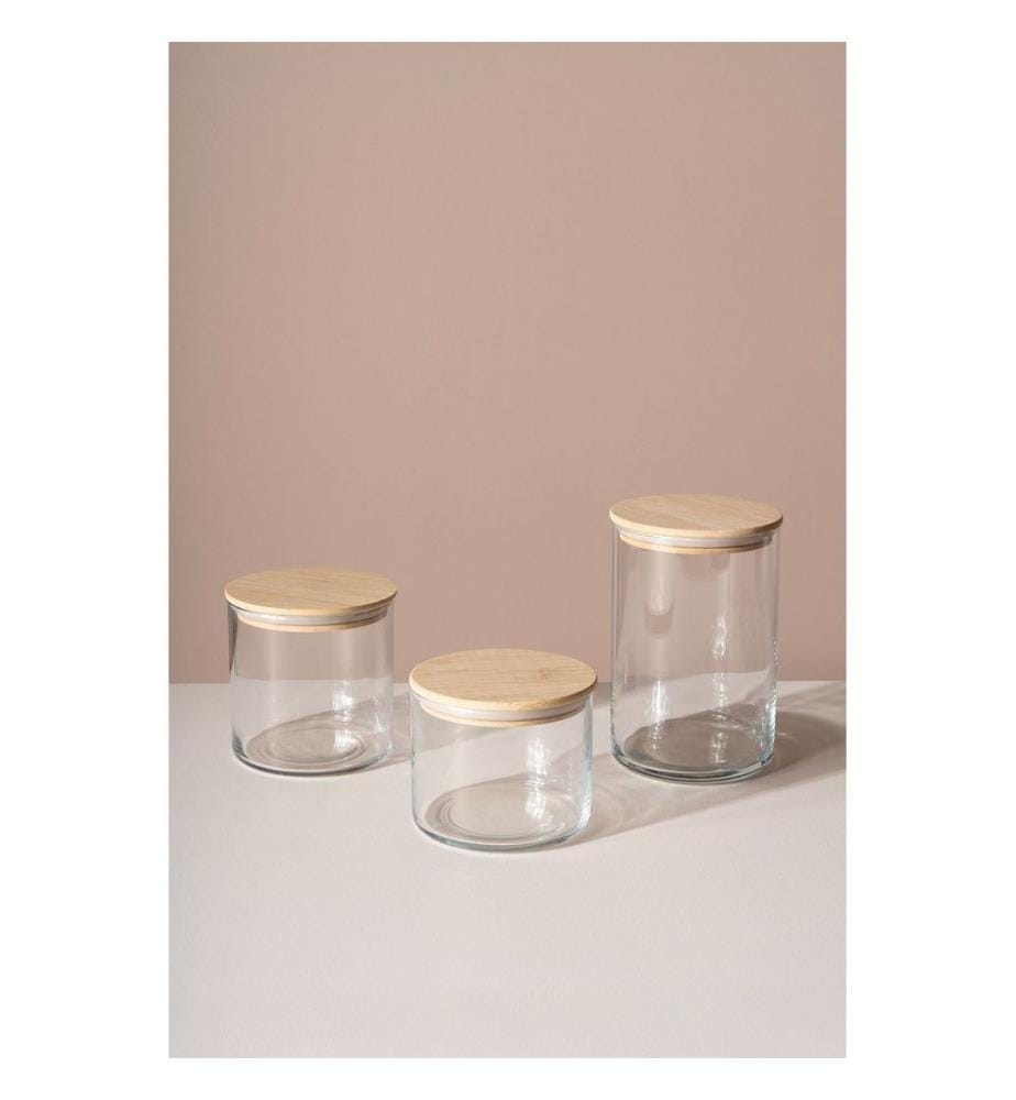 Ensemble de bocaux, 3 pièces, transparent, 100 % VERRE