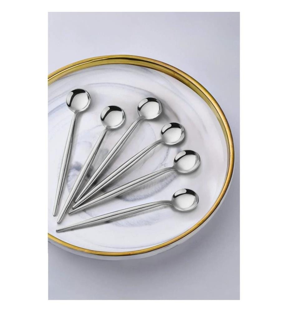 Set de cuillères, 6 pièces, argent, 100 % ACIER