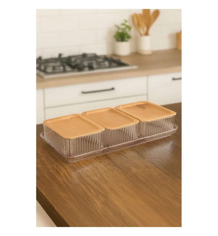 Service de petit-déjeuner, 3 pièces, transparent, 100 % PLASTIQUE