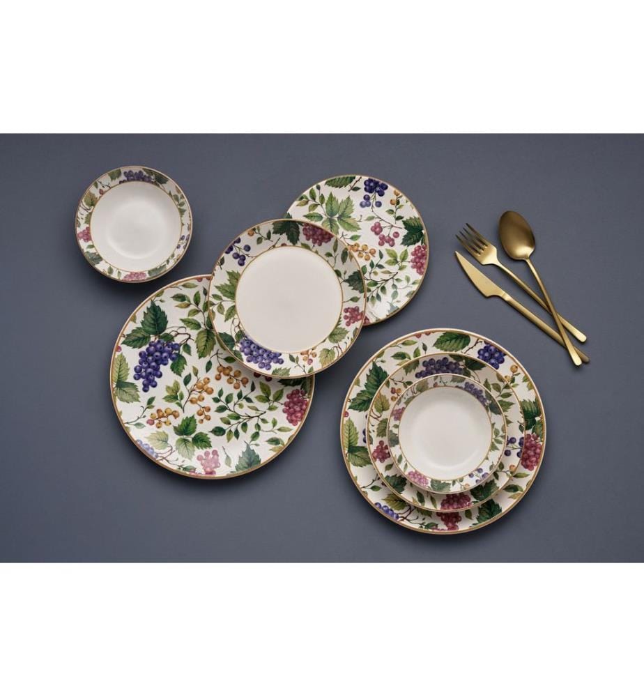 Service de table, 24 pièces, multicolore, 100 % CÉRAMIQUE