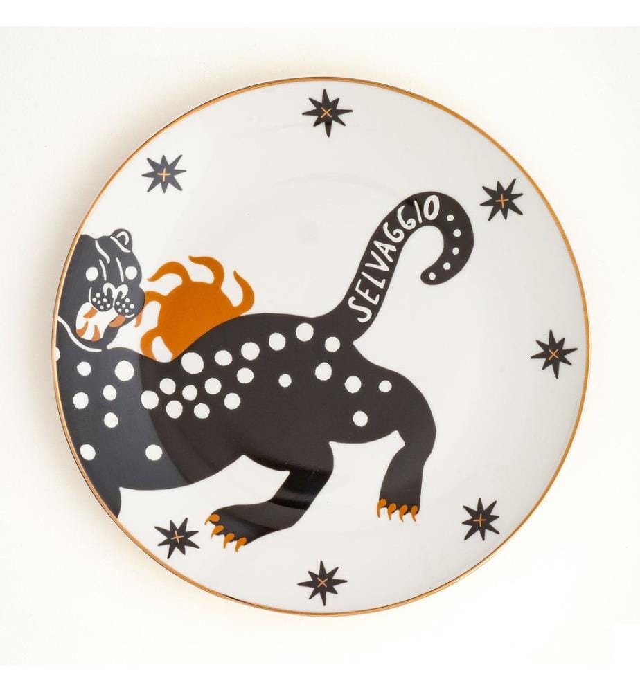 Assiette de service pour gâteaux, blanc, noir, 100% PORCELAINE