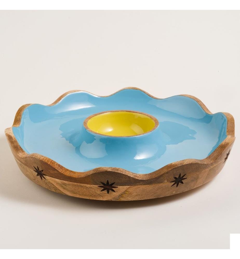 Bol, Bleu, 100% MANGO WOOD