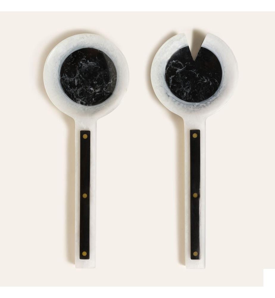 Service à salade, 2 pièces, noir, 100% PLASTIQUE