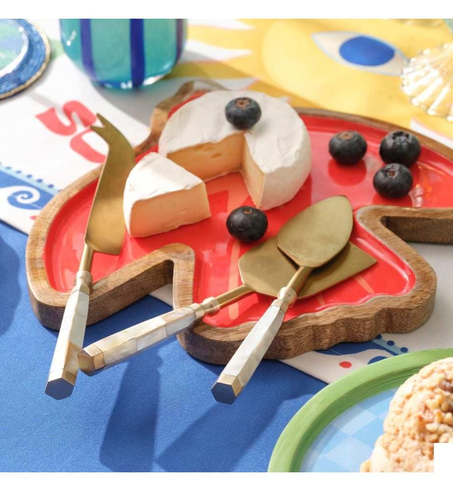Planche de présentation des aliments, Rouge, 100% BOIS DE MANGO