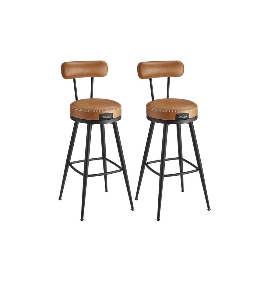 VASAGLE - Tabouret de bar 2 pièces 56 x 101.3 cm, Noir/Brun