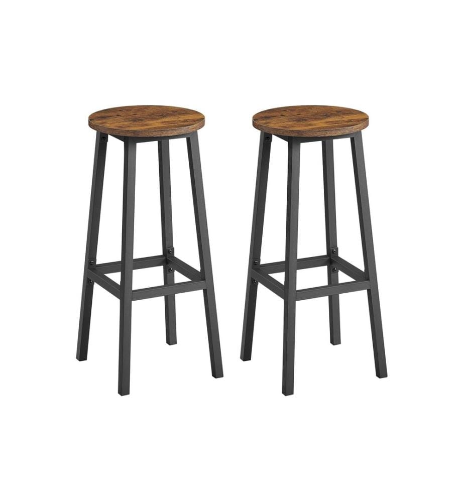 VASAGLE - Tabouret de bar Tabouret de bar Lot de 2, Noir/Brun