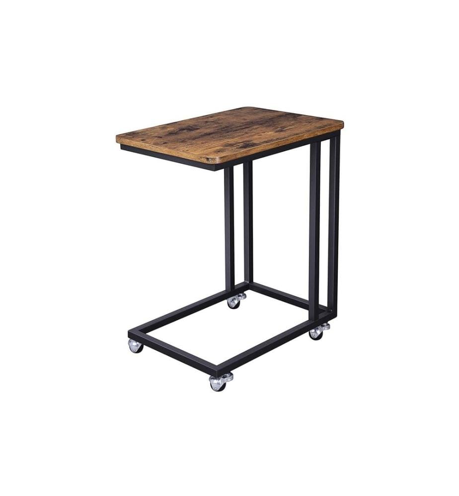VASAGLE - Table d'appoint sur roulettes 35 x 55 cm, Noir/Brun