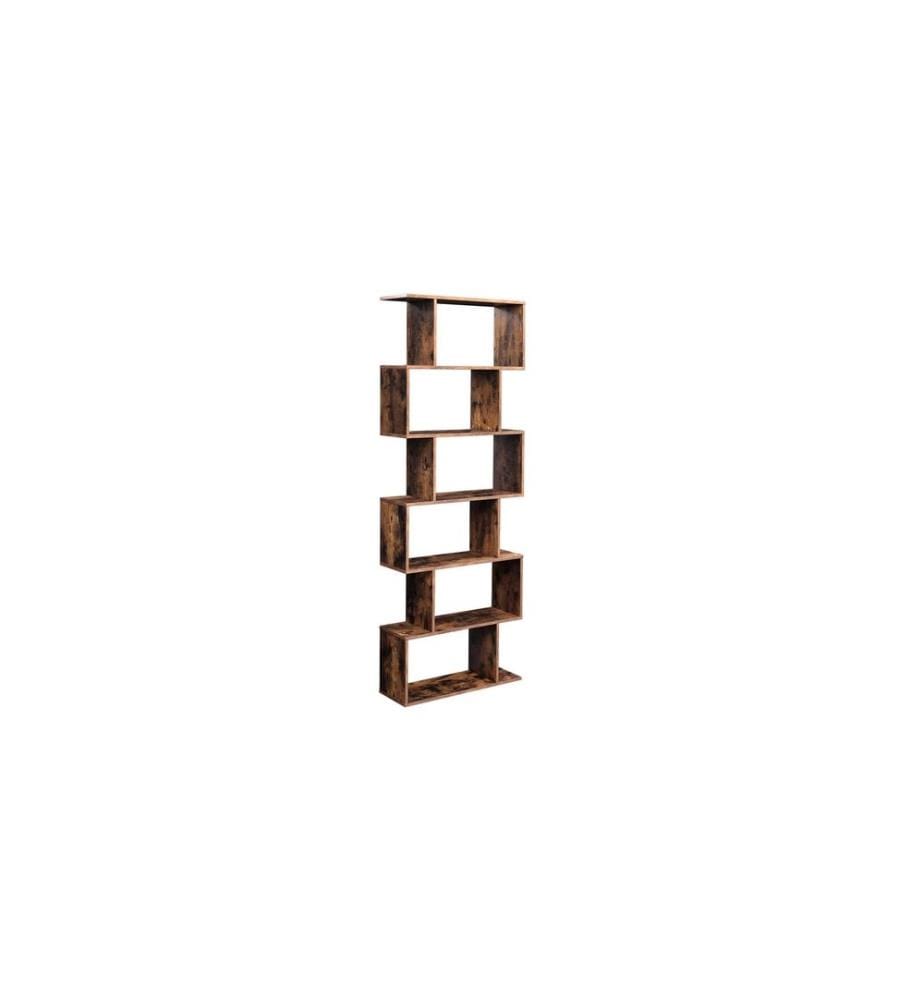 VASAGLE - Étagère Zigzag 70 x 190.5 cm, Noir/Brun