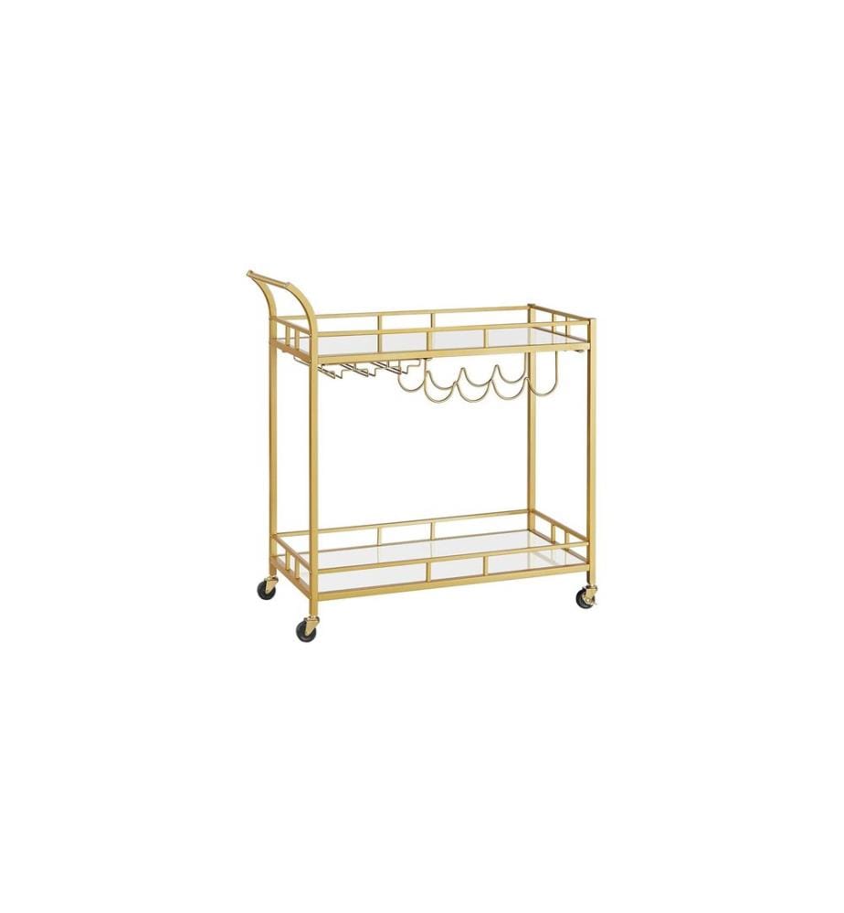 VASAGLE - Chariot de service avec plaques de verre 38 x 77.5 cm, Or