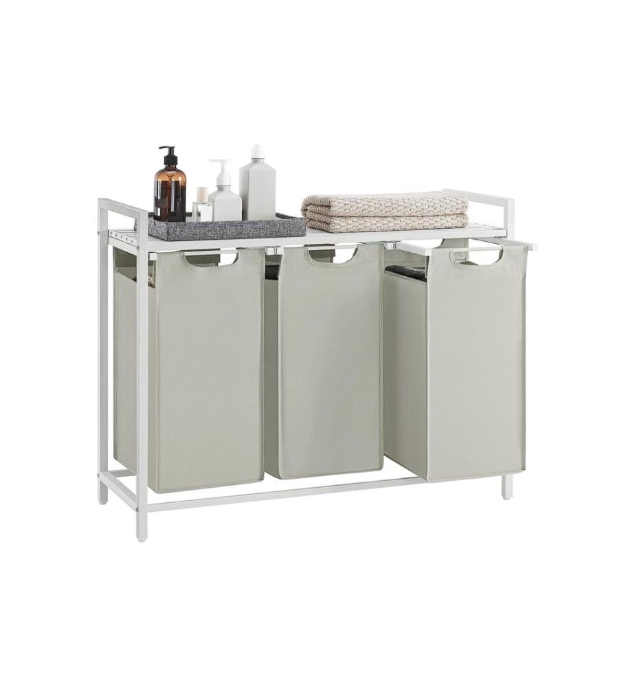 VASAGLE - Corbeille à linge avec tablette 3 x 38 l, Blanc