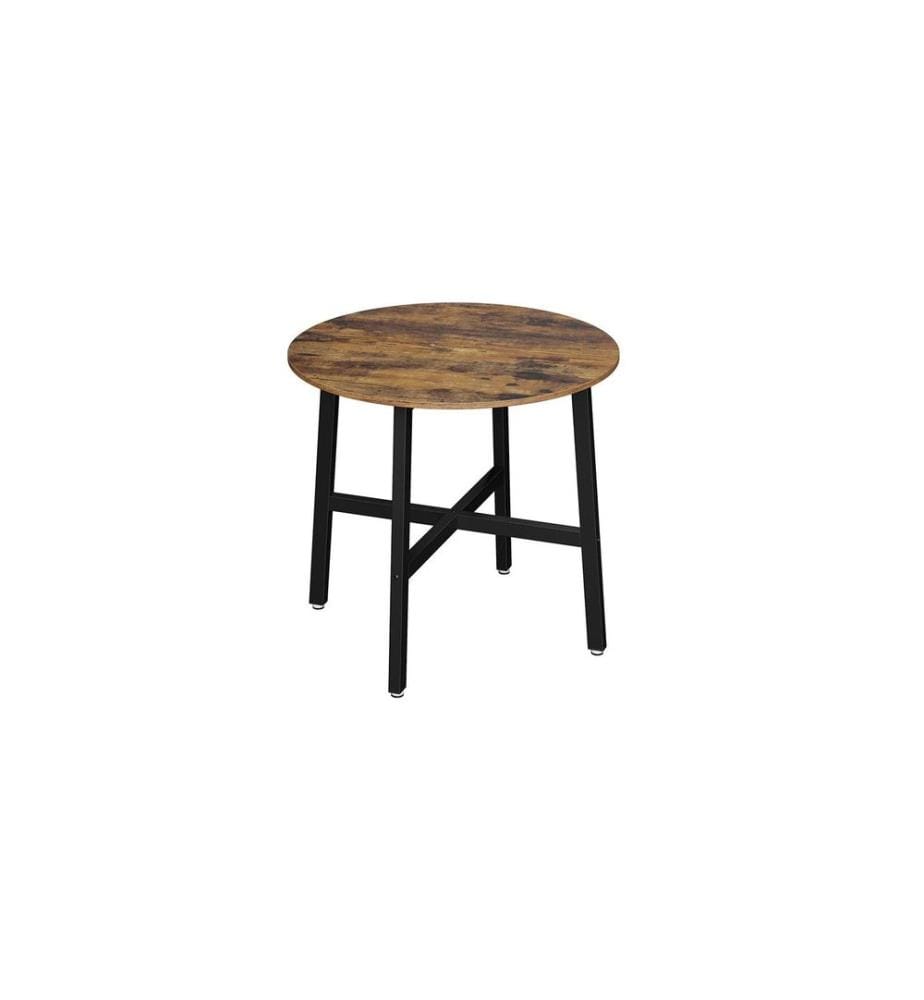 VASAGLE - Table rond 80 x 75 cm, Noir/Brun