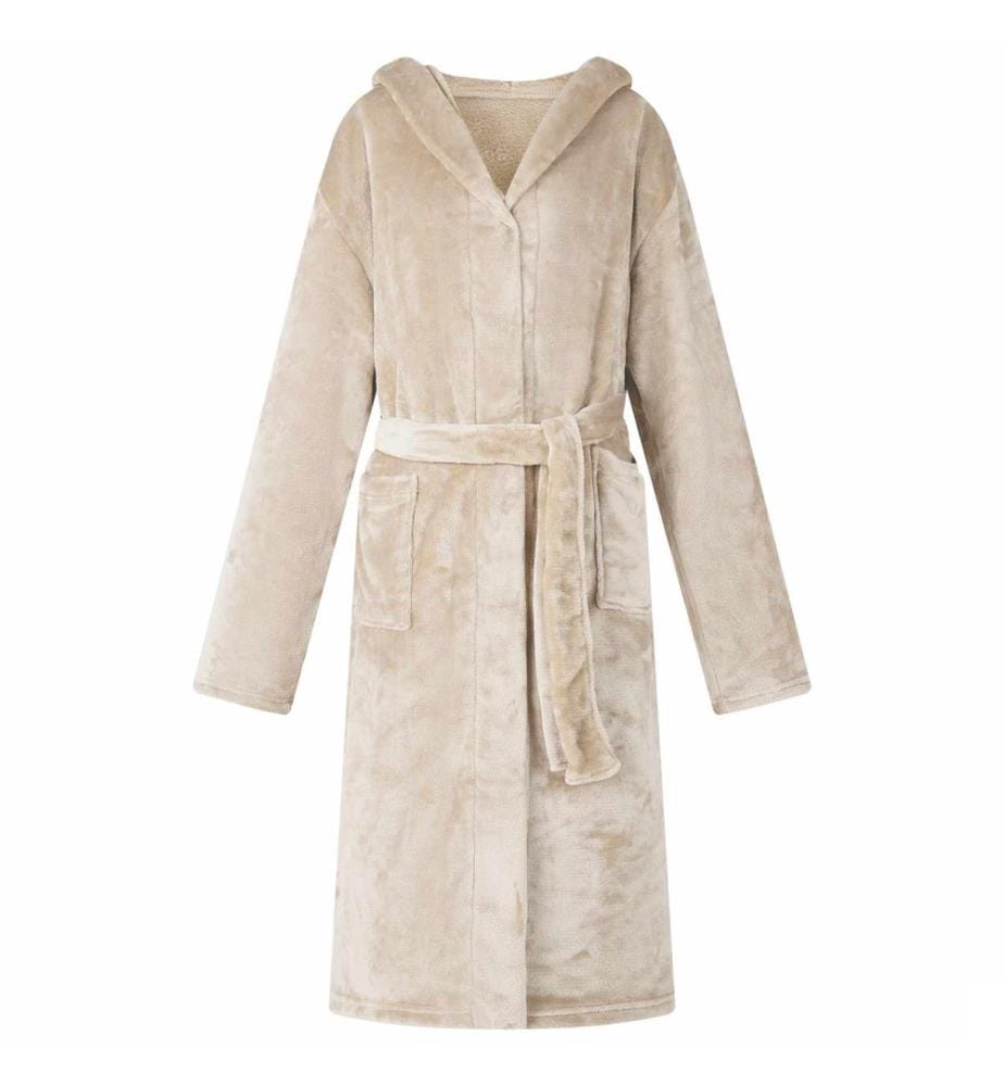 Peignoir avec capuche Beige m Flanelle