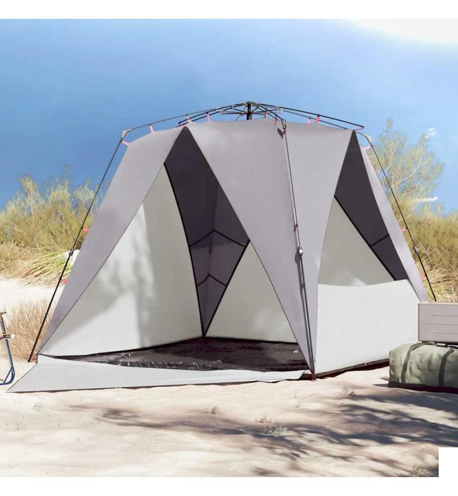 Tente de plage 4 personnes gris libération rapide imperméable