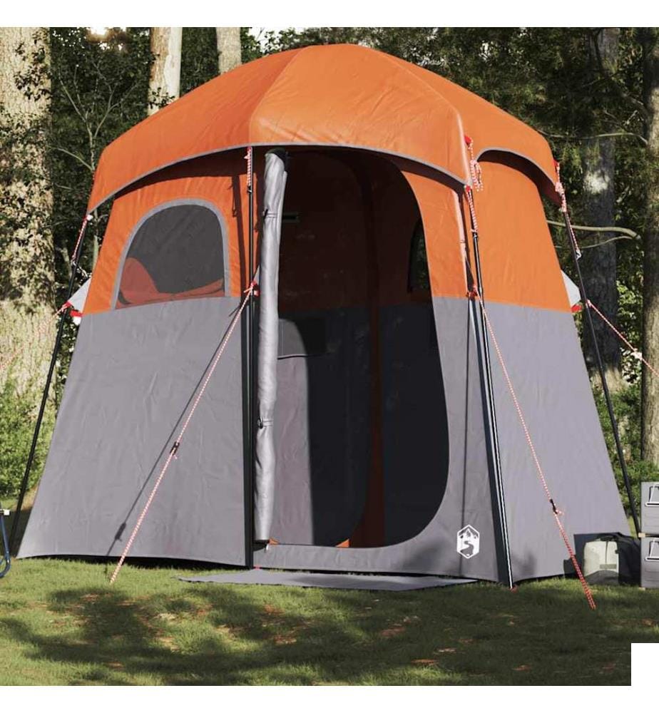 Tente de douche 2 personnes gris et orange imperméable