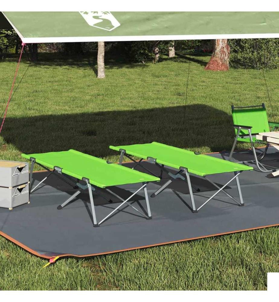 Lit de camping pliant 2 pcs Vert 194 x 62,5 x 42,5 cm