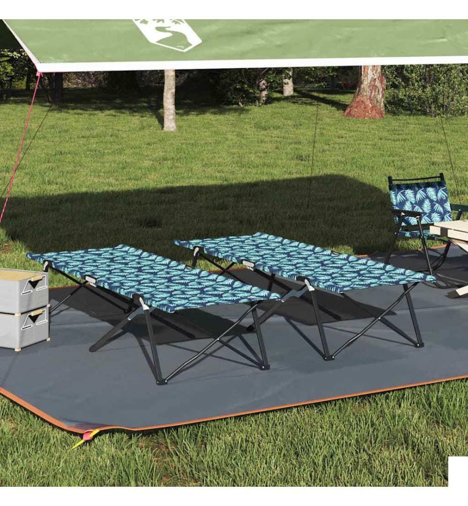 Lit de camping pliant Feuille 2 pcs Foret 206 x 76 x 74 cm