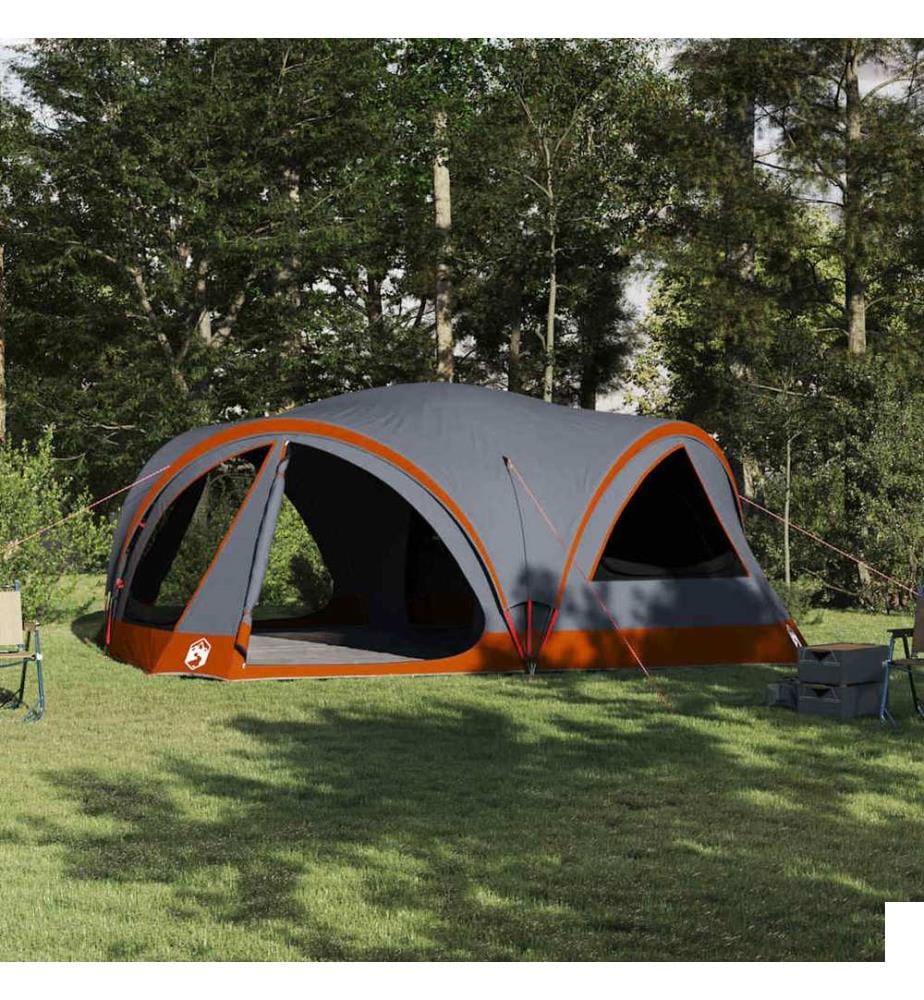 Tente familiale 10 personnes Gris et orange 460 x 430 x 214 cm