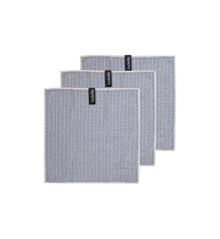 Ladelle - Torchon à vaisselle Mega Waffle Grey, 3 pièces