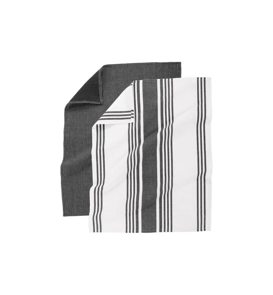 Tiseco - Torchon pour la vaisselle Combo Set de 4 pièces, Noir/Blanc