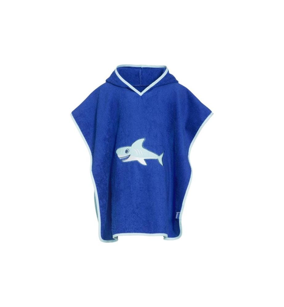 PLAYSHOES - Poncho en éponge requin S, Bleu