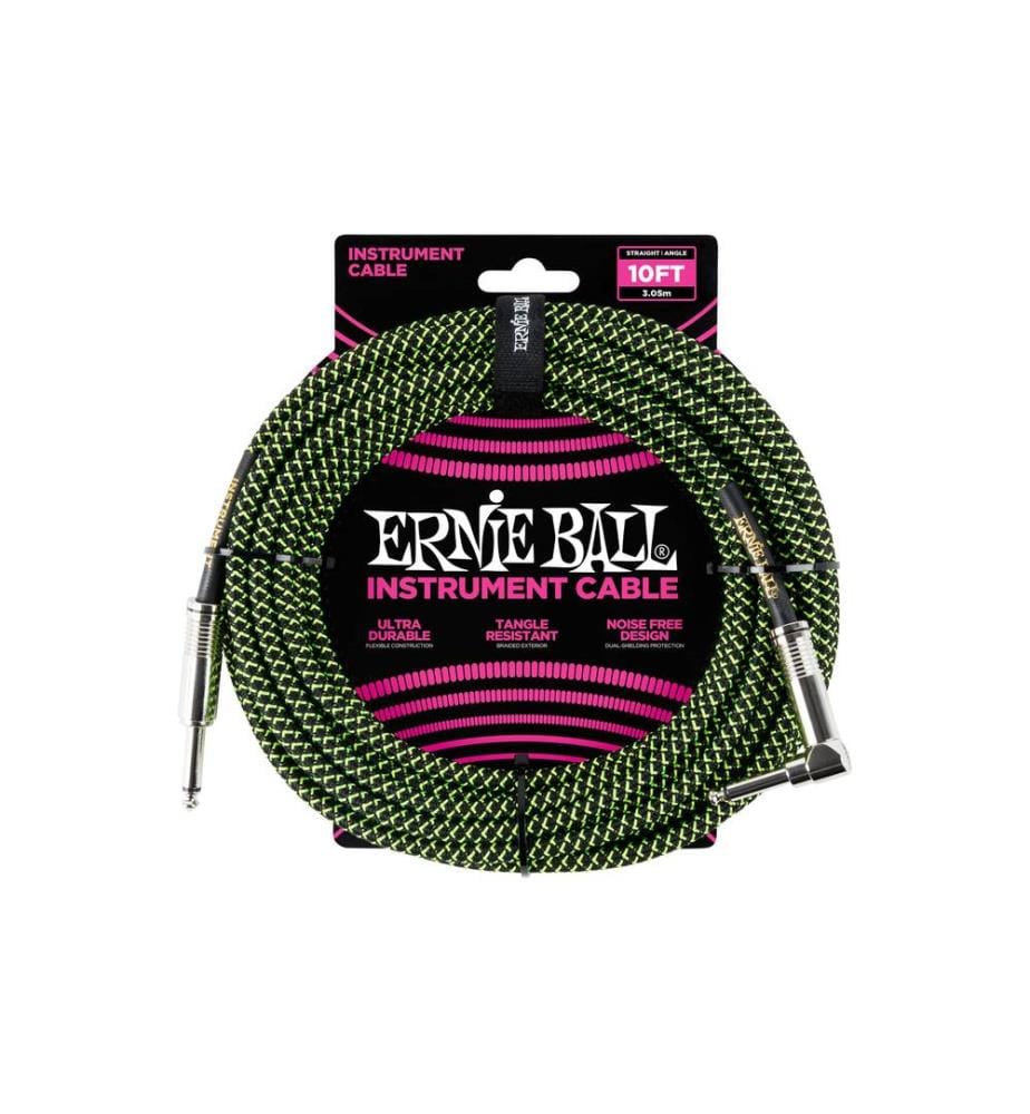 Ernie Ball - Câbles dinstruments 6077 - 3.05 m, Vert/Noir