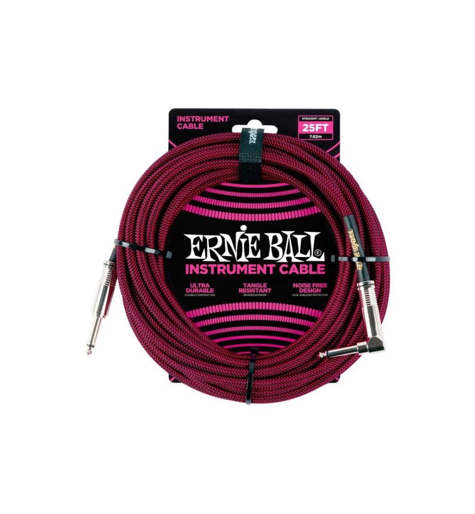 Ernie Ball - Câbles dinstruments 6062 - 7.62 m, Rouge/Noir