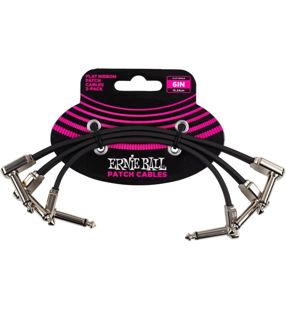 Ernie Ball - Câble patch 6221 Paquet de 3 - 0.15 m, Noir