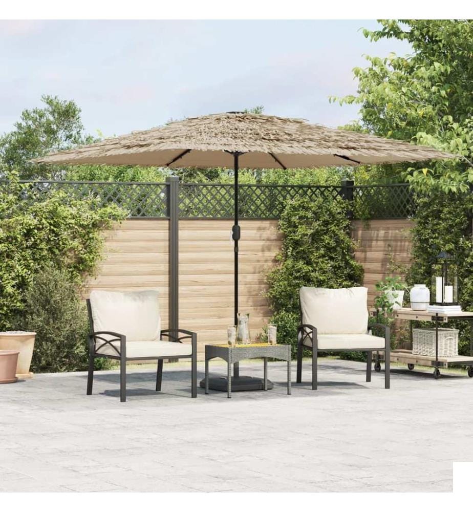 Parasol de jardin avec LED et mât en acier marron 290x290x238cm